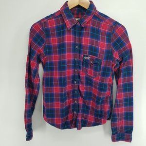 Hollister plaid button up long sleeve shirts size M youth